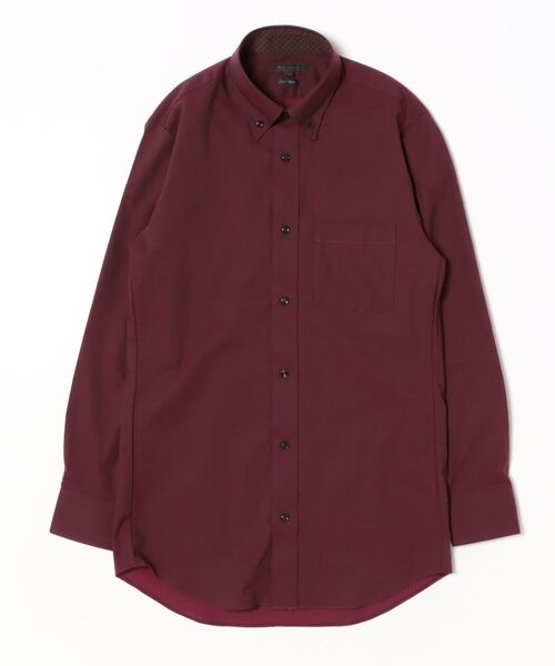 m.f.editorial(エムエフエディトリアル)の「ワイシャツ メンズ ストレッチ イージーアイロン 綿混 ショート ボタンダウン 長袖 ビジネス ドレス NEWスタンダードフィット(ビジネスシャツ・メンズ・ワインレッド・首回り37cm-裄丈80cm/首回り39cm-裄丈80cm/首回り39cm-裄丈84cm/首回り43cm-裄丈82cm/首回り43cm-裄丈86cm/首回り45cm-裄丈86cm/首回り41cm-裄丈82cm/首回り41cm-裄丈86cm)」の2枚目の写真
