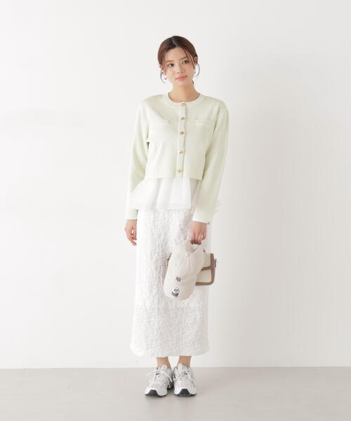 a/mie（アミー）の「＜ａ＞ジャガードナロースカート / 1216129201（スカート・レディース・ホワイト/ブラック・MEDIUM/P/S）」の2枚目の写真