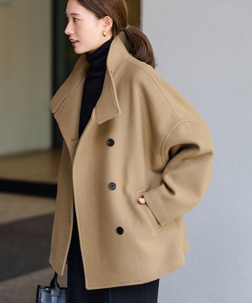 FRAMeWORK(フレームワーク)の「≪追加≫メルトンコクーンコート3(その他アウター・レディース・ブラック/キャメル・36/38)」の2枚目の写真