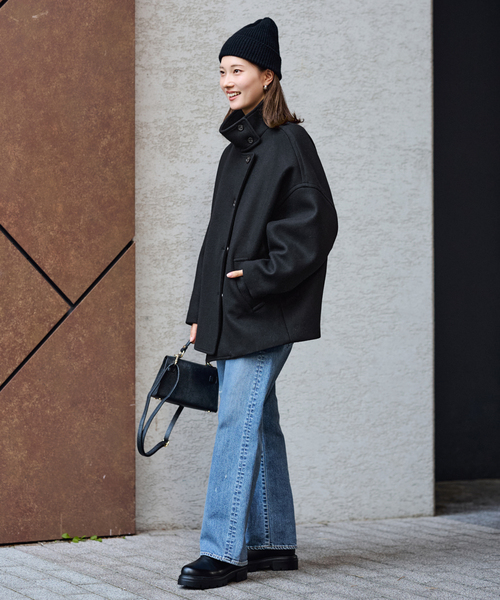 FRAMeWORK(フレームワーク)の「≪追加≫メルトンコクーンコート3(その他アウター・レディース・ブラック/キャメル・36/38)」の4枚目の写真