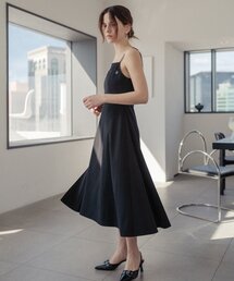 スリップボタンポイントドレス_ブラック
