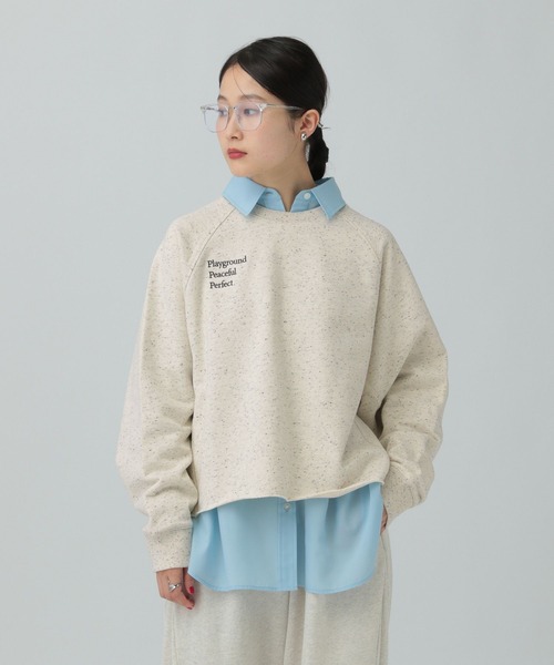 LEPSIM(レプシィム)の「ネップ裏毛ショートプルオーバー 639332(スウェット・レディース・チャコールグレー/杢グレー/オフホワイト・FREE)」の3枚目の写真