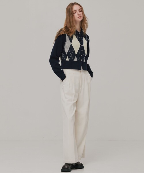 PUBLIC TOKYO（パブリックトウキョウ）の「アーガイルショートカーディガン（カーディガン/ボレロ・レディース・ピンク/ネイビー・FREE）」の6枚目の写真