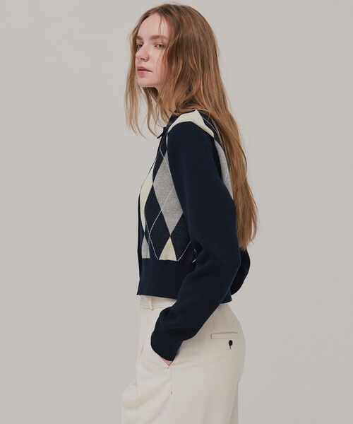 PUBLIC TOKYO（パブリックトウキョウ）の「アーガイルショートカーディガン（カーディガン/ボレロ・レディース・ピンク/ネイビー・FREE）」の11枚目の写真