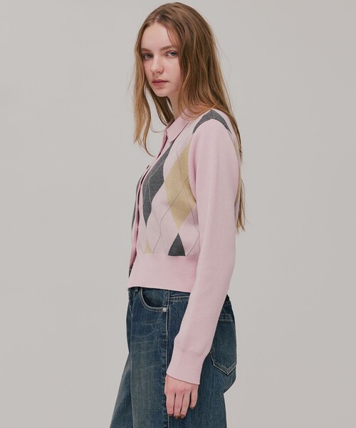 PUBLIC TOKYO（パブリックトウキョウ）の「アーガイルショートカーディガン（カーディガン/ボレロ・レディース・ピンク/ネイビー・FREE）」の15枚目の写真