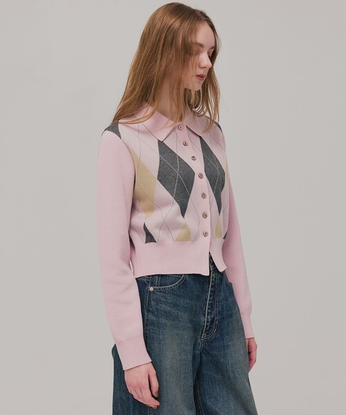 PUBLIC TOKYO（パブリックトウキョウ）の「アーガイルショートカーディガン（カーディガン/ボレロ・レディース・ピンク/ネイビー・FREE）」の17枚目の写真