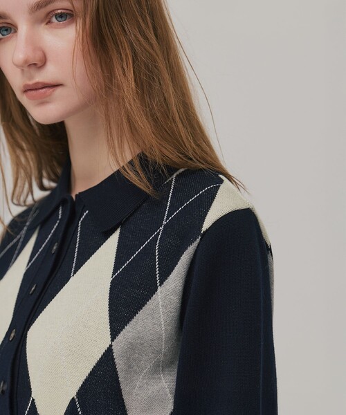 PUBLIC TOKYO（パブリックトウキョウ）の「アーガイルショートカーディガン（カーディガン/ボレロ・レディース・ピンク/ネイビー・FREE）」の22枚目の写真