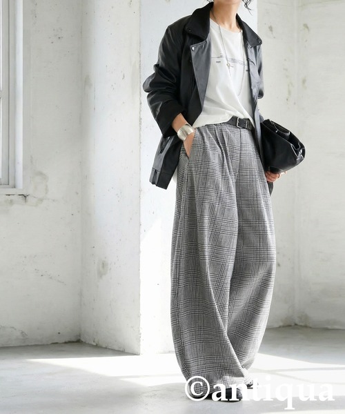 antiqua（アンティカ）の「チェック柄 ワイドパンツ（その他パンツ・レディース・ブラック・LARGE/MEDIUM）」の2枚目の写真