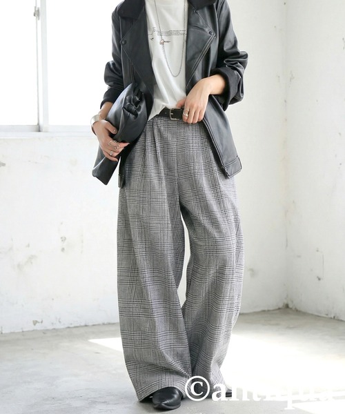 antiqua（アンティカ）の「チェック柄 ワイドパンツ（その他パンツ・レディース・ブラック・LARGE/MEDIUM）」の4枚目の写真