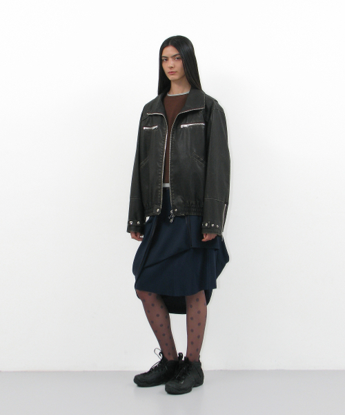 PARTIMENTO WOMEN(パルティメントウィメン)の「ウォッシュドレザー ボンバージャケット_カーキブラウン(ライダースジャケット・レディース・その他・ONE SIZE)」の5枚目の写真