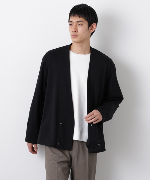 NANO universe(ナノユニバース)の「「FORMAL JERSEY」ノーカラーカーディガン(カーディガン/ボレロ・メンズ・グリーン系その他4/ブラック・L/M)」の15枚目の写真