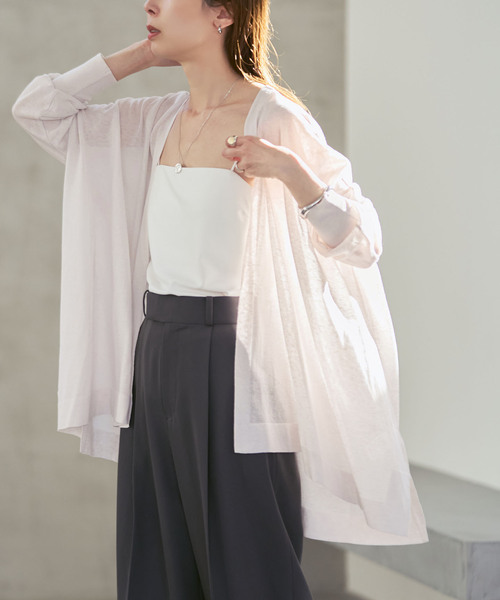 Noble（ノーブル）の「《WEB限定追加》18Gシアーカーディガン（カーディガン/ボレロ・レディース・ライトグレー/モカ/ブラック・FREE）」の2枚目の写真