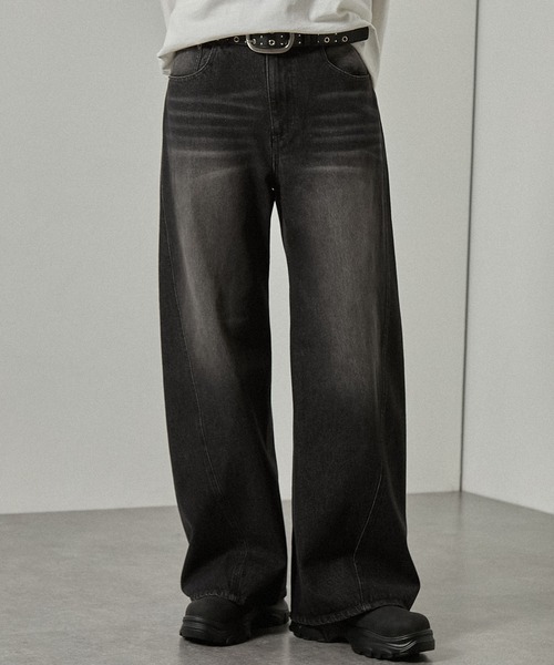 Alfred Alex（アルフレッドアレックス）の「【Alfred Alex】ヴィンテージライク 3D バギー フレアデニムパンツ【セットアップ対応】（デニムパンツ・メンズ・インディゴブルー/グレー系/ブラック/ブラック系・S/L/M）」の2枚目の写真