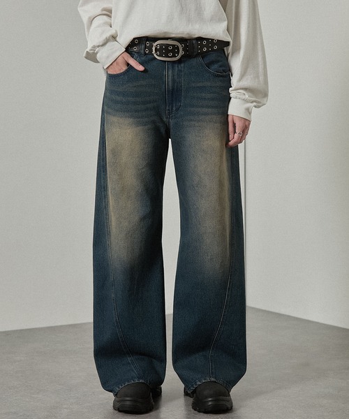 Alfred Alex（アルフレッドアレックス）の「【Alfred Alex】ヴィンテージライク 3D バギー フレアデニムパンツ【セットアップ対応】（デニムパンツ・メンズ・インディゴブルー/グレー系/ブラック/ブラック系・S/L/M）」の5枚目の写真