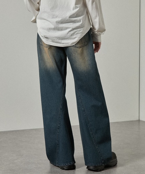 Alfred Alex（アルフレッドアレックス）の「【Alfred Alex】ヴィンテージライク 3D バギー フレアデニムパンツ【セットアップ対応】（デニムパンツ・メンズ・インディゴブルー/グレー系/ブラック/ブラック系・S/L/M）」の10枚目の写真