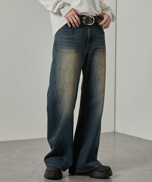 Alfred Alex（アルフレッドアレックス）の「【Alfred Alex】ヴィンテージライク 3D バギー フレアデニムパンツ【セットアップ対応】（デニムパンツ・メンズ・インディゴブルー/グレー系/ブラック/ブラック系・S/L/M）」の17枚目の写真