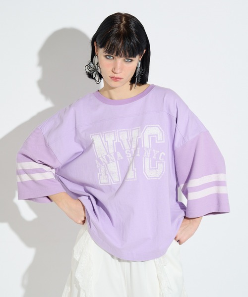 anna sui nyc(アナ スイ エヌ ワイ シー)の「ワッフルロングスリーブTシャツ(Tシャツ/カットソー・レディース・ホワイト/ラベンダー/ブラック・FREE)」の3枚目の写真