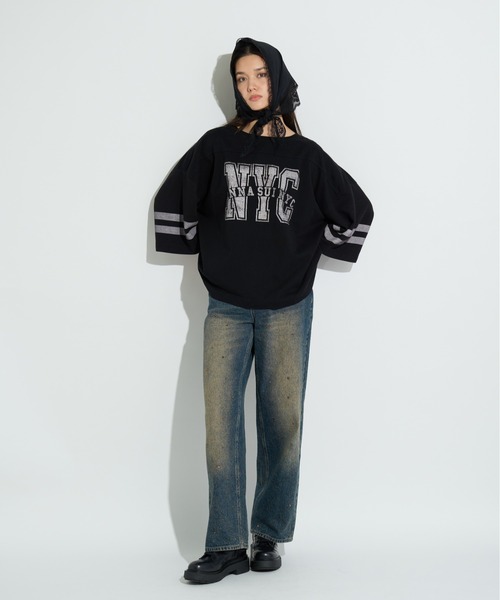 anna sui nyc(アナ スイ エヌ ワイ シー)の「ワッフルロングスリーブTシャツ(Tシャツ/カットソー・レディース・ホワイト/ラベンダー/ブラック・FREE)」の5枚目の写真