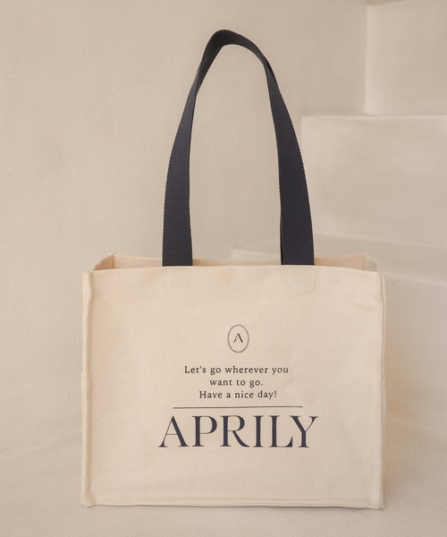 APRILY(アプリリー)の「【SET】キャンバスロゴトートバッグ&バッグインポーチ(トートバッグ・レディース・ネイビー/ブラウン/ピンク/グレイッシュベージュ・FREE)」の13枚目の写真