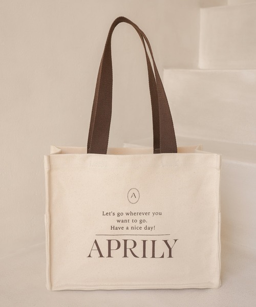 APRILY(アプリリー)の「【SET】キャンバスロゴトートバッグ&バッグインポーチ(トートバッグ・レディース・ネイビー/ブラウン/ピンク/グレイッシュベージュ・FREE)」の15枚目の写真