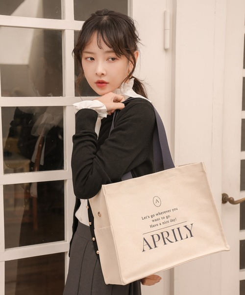 APRILY(アプリリー)の「【SET】キャンバスロゴトートバッグ&バッグインポーチ(トートバッグ・レディース・ネイビー/ブラウン/ピンク/グレイッシュベージュ・FREE)」の20枚目の写真