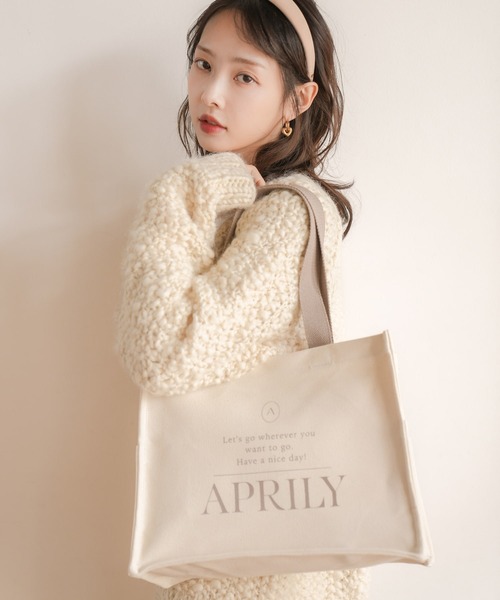 APRILY(アプリリー)の「【SET】キャンバスロゴトートバッグ&バッグインポーチ(トートバッグ・レディース・ネイビー/ブラウン/ピンク/グレイッシュベージュ・FREE)」の21枚目の写真