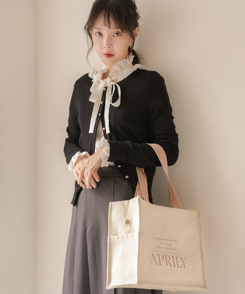 APRILY(アプリリー)の「【SET】キャンバスロゴトートバッグ&バッグインポーチ(トートバッグ・レディース・ネイビー/ブラウン/ピンク/グレイッシュベージュ・FREE)」の22枚目の写真