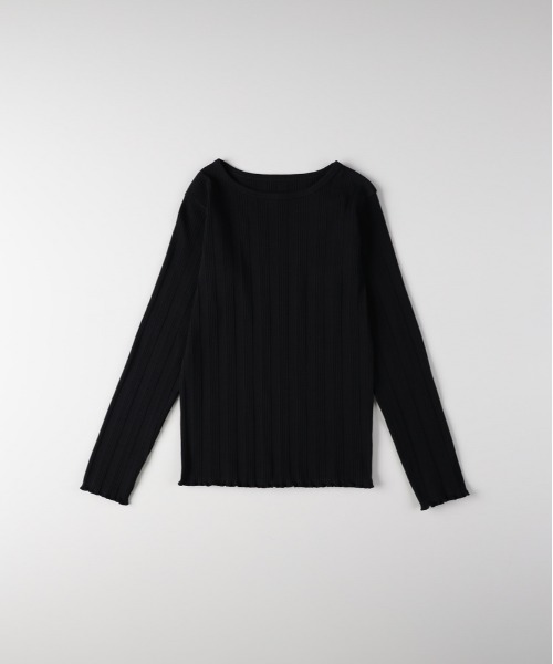 Right-on(ライトオン)の「HONEYSUCKLE ROSE(ハニーサックルローズ)【レディース】ランダムリブメローロンT(Tシャツ/カットソー・レディース・オフホワイト/グレー/ブラック・S/M/L)」の2枚目の写真