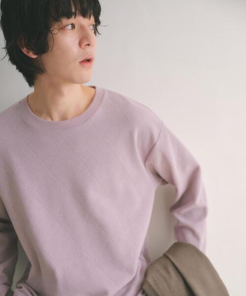 THE SHOP TK （ザ ショップ ティーケー ）の「【大人のデイリースタイルを格上げ】ジャカードリンクススウエット　洗濯機OK（スウェット・メンズ・ライトグレー/オフホワイト/ネイビー/ベビーピンク/グリーン系・03/04/02/01）」の5枚目の写真