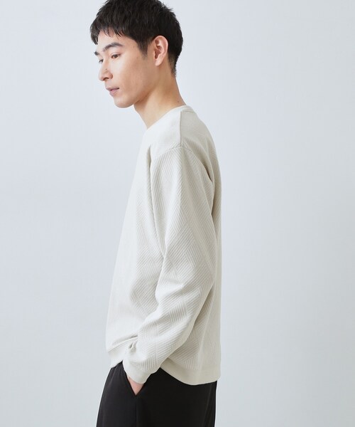 THE SHOP TK （ザ ショップ ティーケー ）の「【大人のデイリースタイルを格上げ】ジャカードリンクススウエット　洗濯機OK（スウェット・メンズ・ライトグレー/オフホワイト/ネイビー/ベビーピンク/グリーン系・03/04/02/01）」の7枚目の写真