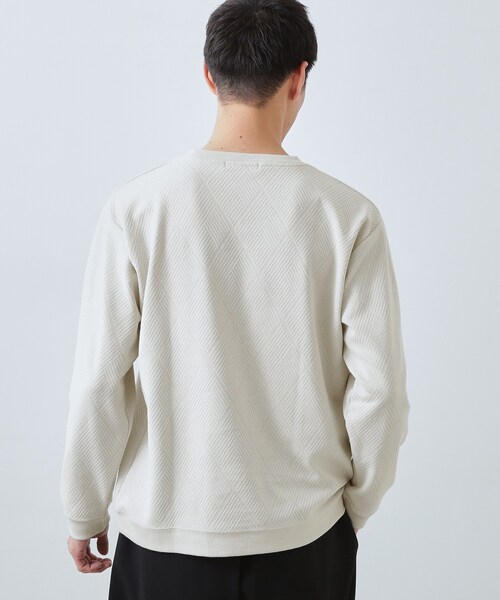 THE SHOP TK （ザ ショップ ティーケー ）の「【大人のデイリースタイルを格上げ】ジャカードリンクススウエット　洗濯機OK（スウェット・メンズ・ライトグレー/オフホワイト/ネイビー/ベビーピンク/グリーン系・03/04/02/01）」の8枚目の写真