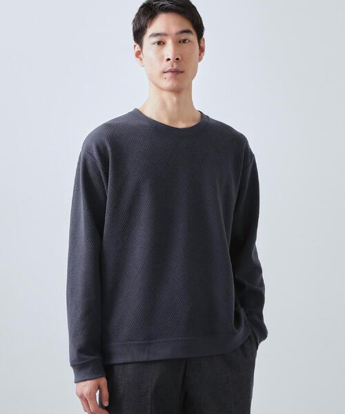 THE SHOP TK （ザ ショップ ティーケー ）の「【大人のデイリースタイルを格上げ】ジャカードリンクススウエット　洗濯機OK（スウェット・メンズ・ライトグレー/オフホワイト/ネイビー/ベビーピンク/グリーン系・03/04/02/01）」の21枚目の写真