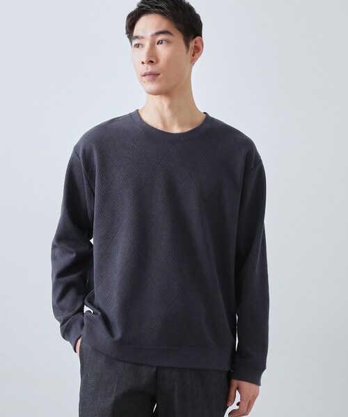 THE SHOP TK （ザ ショップ ティーケー ）の「【大人のデイリースタイルを格上げ】ジャカードリンクススウエット　洗濯機OK（スウェット・メンズ・ライトグレー/オフホワイト/ネイビー/ベビーピンク/グリーン系・03/04/02/01）」の22枚目の写真