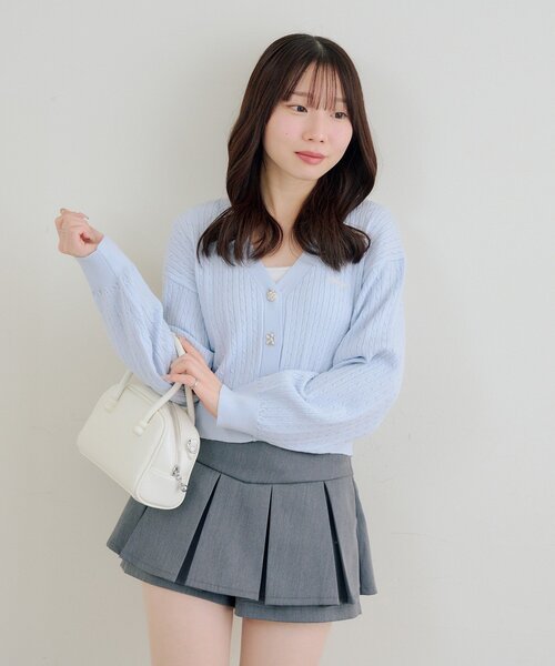 Another Branch olive des olive（アナザーブランチオリーブデオリーブ）の「アソートボタンケーブルカーデ（カーディガン/ボレロ・レディース・アイボリー/サックスブルー/ピンク/ネイビー/イエロー・FREE）」の3枚目の写真