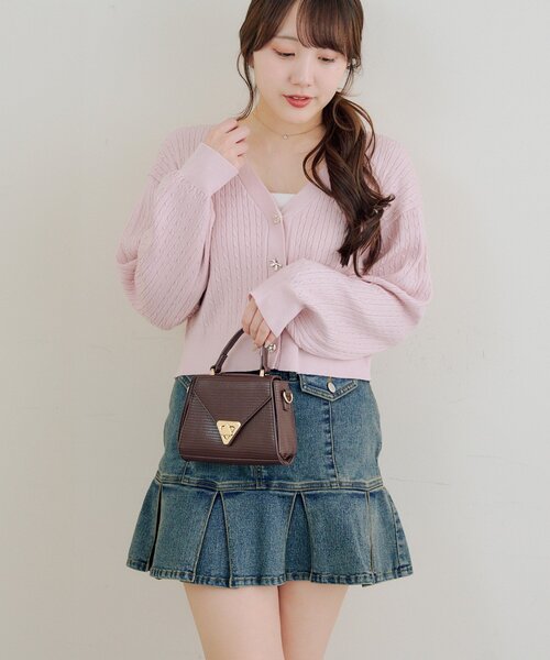 Another Branch olive des olive（アナザーブランチオリーブデオリーブ）の「アソートボタンケーブルカーデ（カーディガン/ボレロ・レディース・アイボリー/サックスブルー/ピンク/ネイビー/イエロー・FREE）」の5枚目の写真