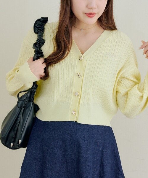 Another Branch olive des olive（アナザーブランチオリーブデオリーブ）の「アソートボタンケーブルカーデ（カーディガン/ボレロ・レディース・アイボリー/サックスブルー/ピンク/ネイビー/イエロー・FREE）」の21枚目の写真