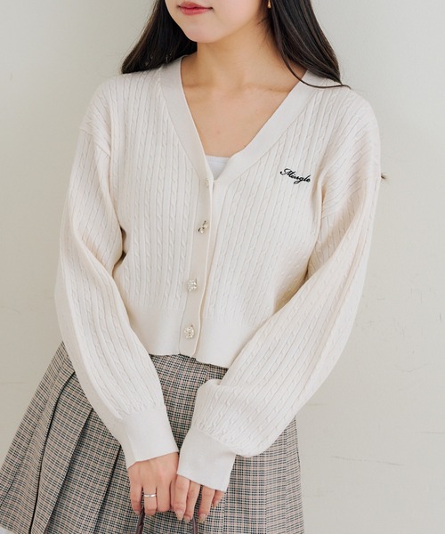 Another Branch olive des olive（アナザーブランチオリーブデオリーブ）の「アソートボタンケーブルカーデ（カーディガン/ボレロ・レディース・アイボリー/サックスブルー/ピンク/ネイビー/イエロー・FREE）」の6枚目の写真