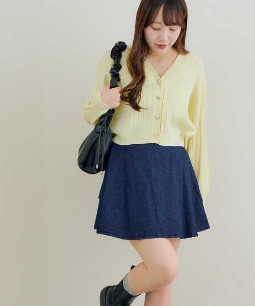 Another Branch olive des olive（アナザーブランチオリーブデオリーブ）の「アソートボタンケーブルカーデ（カーディガン/ボレロ・レディース・アイボリー/サックスブルー/ピンク/ネイビー/イエロー・FREE）」の11枚目の写真