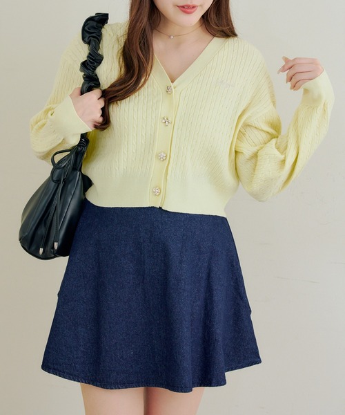 Another Branch olive des olive（アナザーブランチオリーブデオリーブ）の「アソートボタンケーブルカーデ（カーディガン/ボレロ・レディース・アイボリー/サックスブルー/ピンク/ネイビー/イエロー・FREE）」の13枚目の写真