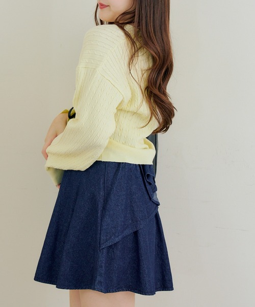 Another Branch olive des olive（アナザーブランチオリーブデオリーブ）の「アソートボタンケーブルカーデ（カーディガン/ボレロ・レディース・アイボリー/サックスブルー/ピンク/ネイビー/イエロー・FREE）」の14枚目の写真