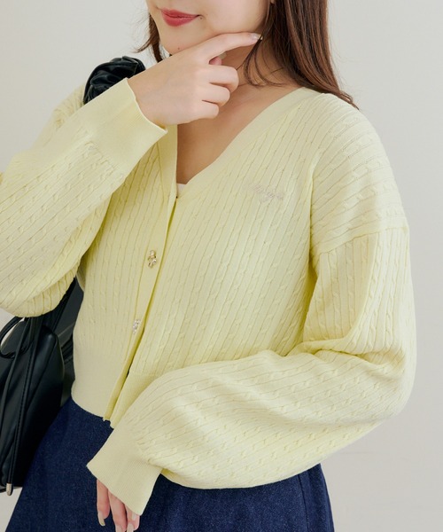 Another Branch olive des olive（アナザーブランチオリーブデオリーブ）の「アソートボタンケーブルカーデ（カーディガン/ボレロ・レディース・アイボリー/サックスブルー/ピンク/ネイビー/イエロー・FREE）」の16枚目の写真