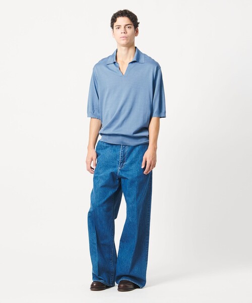 LOEFF(ロエフ)の「<LOEFF>ハイゲージ スキッパー ショートスリーブ ニット UNISEX(ニット/セーター・レディース・ネイビー/ライトブルー/ブラウン・0/1/2)」の7枚目の写真