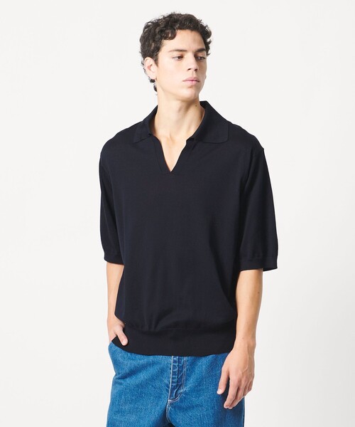 LOEFF(ロエフ)の「<LOEFF>ハイゲージ スキッパー ショートスリーブ ニット UNISEX(ニット/セーター・レディース・ネイビー/ライトブルー/ブラウン・0/1/2)」の8枚目の写真