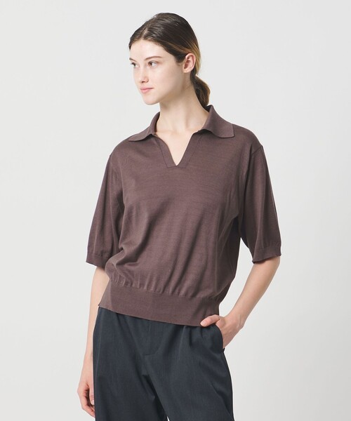 LOEFF(ロエフ)の「<LOEFF>ハイゲージ スキッパー ショートスリーブ ニット UNISEX(ニット/セーター・レディース・ネイビー/ライトブルー/ブラウン・0/1/2)」の10枚目の写真