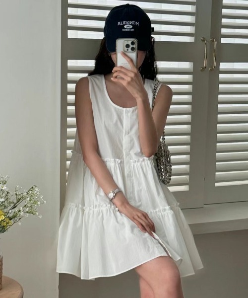 yuue' ( wear )(ユーイ)の「フロントボタンティアードミニワンピース(ワンピース・レディース・ブラック系その他/ホワイト・FREE)」の13枚目の写真