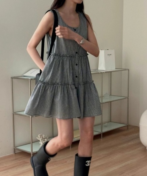 yuue' ( wear )(ユーイ)の「フロントボタンティアードミニワンピース(ワンピース・レディース・ブラック系その他/ホワイト・FREE)」の18枚目の写真