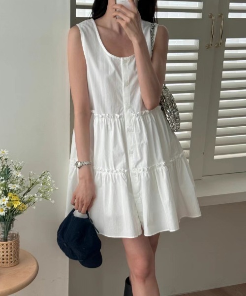 yuue' ( wear )(ユーイ)の「フロントボタンティアードミニワンピース(ワンピース・レディース・ブラック系その他/ホワイト・FREE)」の15枚目の写真