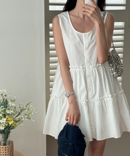 yuue' ( wear )(ユーイ)の「フロントボタンティアードミニワンピース(ワンピース・レディース・ブラック系その他/ホワイト・FREE)」の12枚目の写真