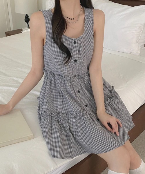 yuue' ( wear )(ユーイ)の「フロントボタンティアードミニワンピース(ワンピース・レディース・ブラック系その他/ホワイト・FREE)」の21枚目の写真