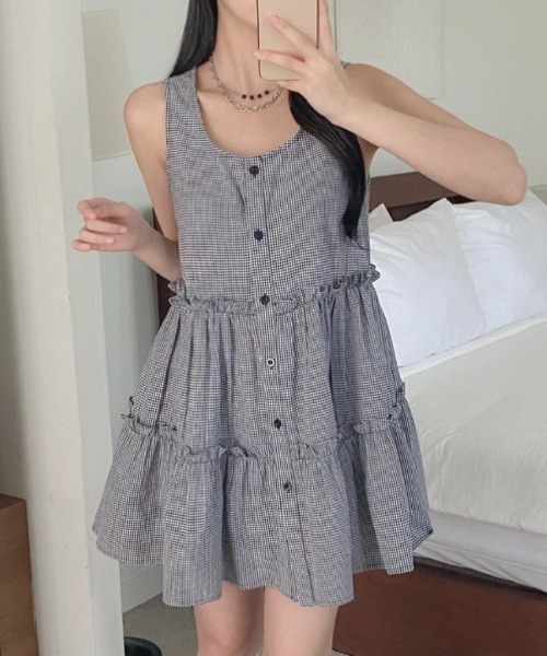 yuue' ( wear )(ユーイ)の「フロントボタンティアードミニワンピース(ワンピース・レディース・ブラック系その他/ホワイト・FREE)」の20枚目の写真